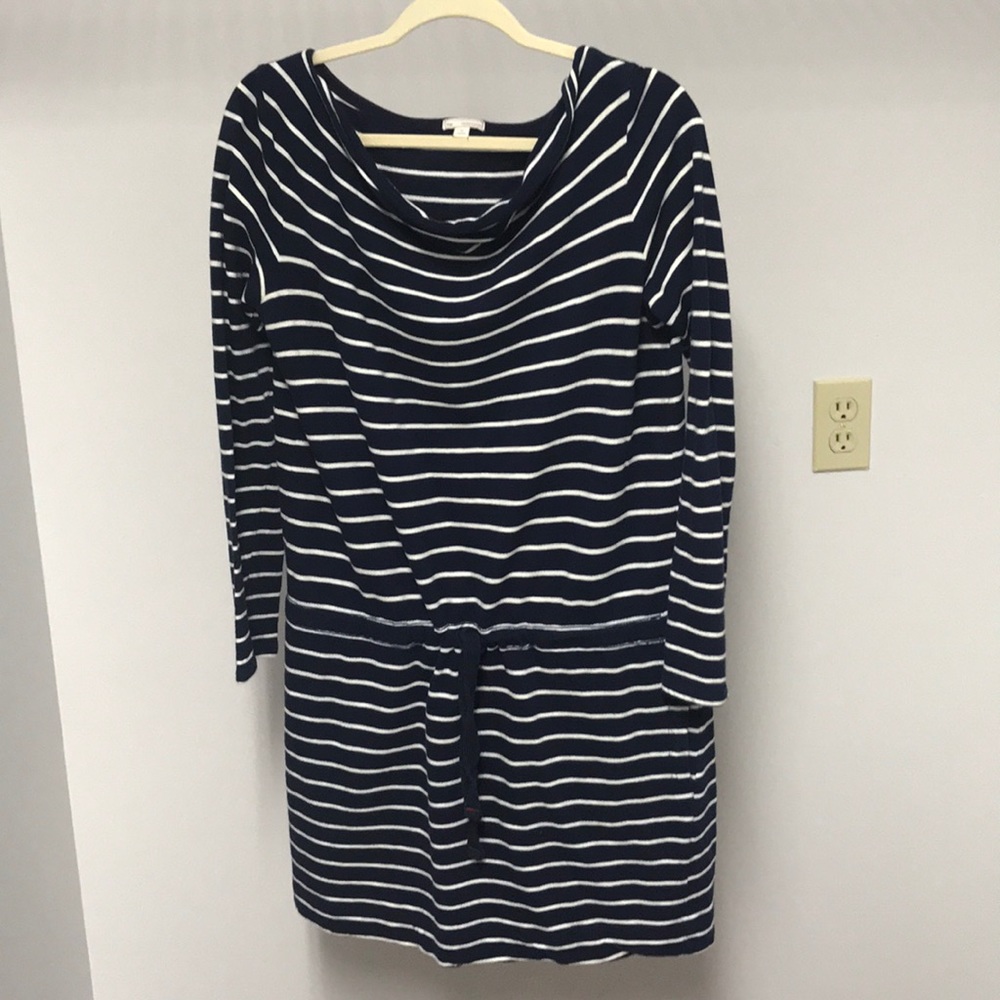 GAP navy & white 3/4 sleeve drawstring dress